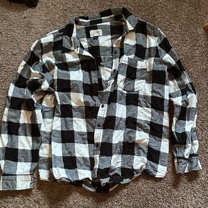 Black & White Plaid Button-Up Shirt XXL